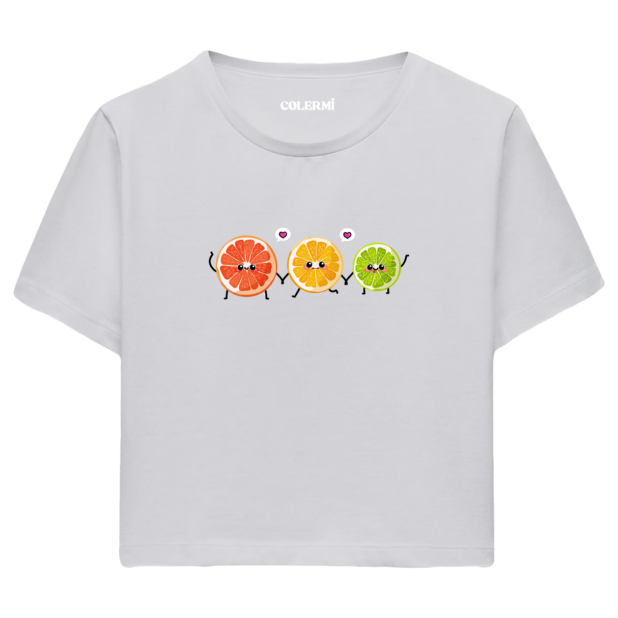 Sevimli Narenciye Karakterli Crop Top T-Shirt