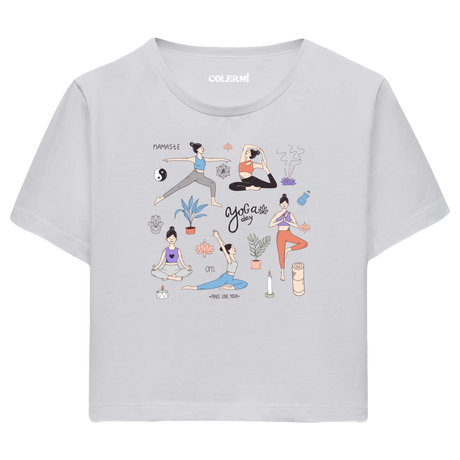 Yoga Crop T-Shirt - Yoga Günü Temalı Crop T-Shirt