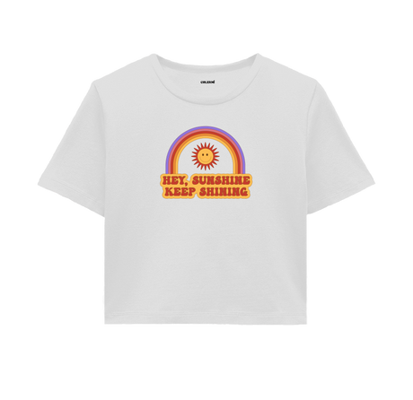 Hey, Sunshine Keep Shining Crop Top - Vibrant Rainbow & Sun Design