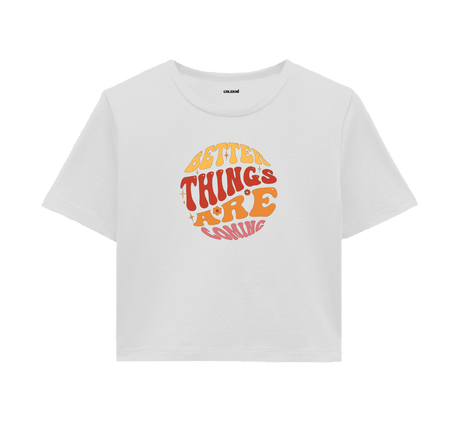 Better Things Are Coming Crop Top - Vibrant Orange & Pink Design