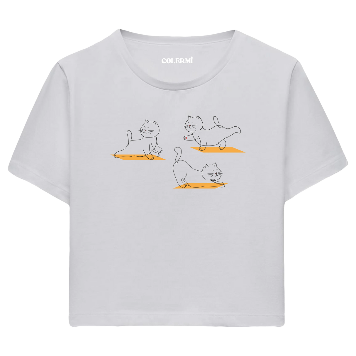 Yoga Crop T-Shirt - Sevimli Kedinin Yoga Zamanı