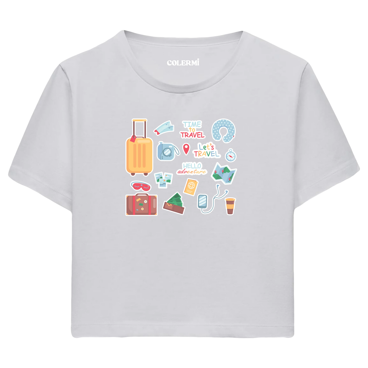 Yaz Seyahati Temalı Crop T-Shirt