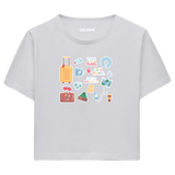 Yaz Seyahati Temalı Crop T-Shirt