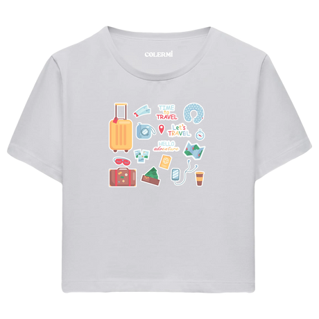 Yaz Seyahati Temalı Crop T-Shirt