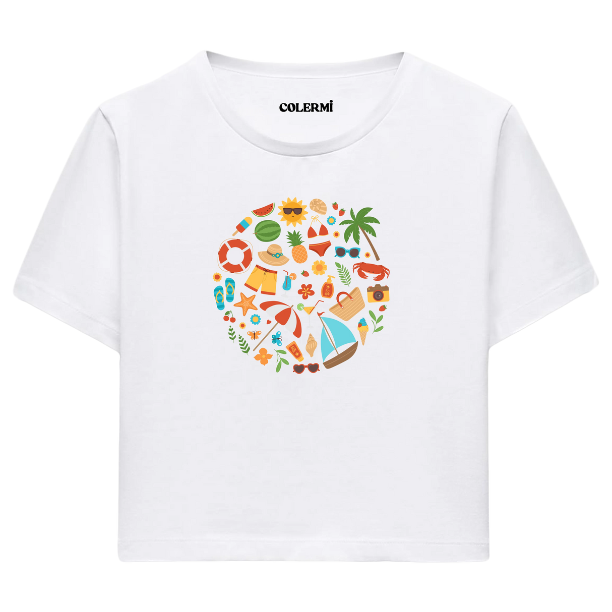 Crop T-Shirt - Neşeli Yaz Tatili