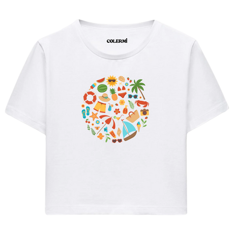 Crop T-Shirt - Neşeli Yaz Tatili