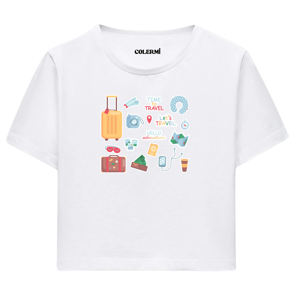 Yaz Seyahati Temalı Crop T-Shirt