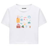 Yaz Seyahati Temalı Crop T-Shirt
