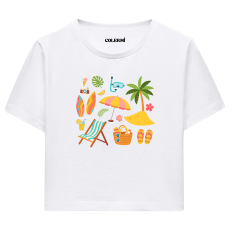 Crop T-Shirt - Tropik Plaj