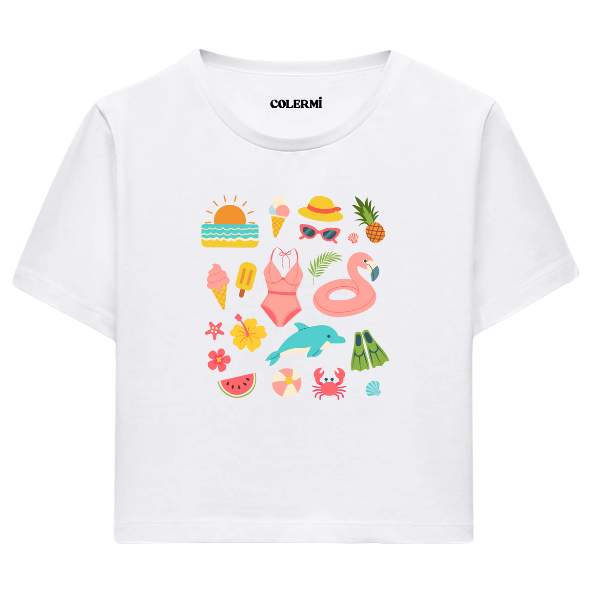 Crop T-Shirt - Yaz İkonları