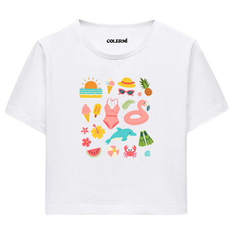 Crop T-Shirt - Yaz İkonları