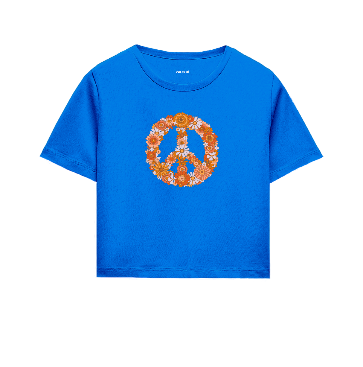 Peace Flowers Crop Top - Vibrant Design with Daisy & Sunflower Motifs
