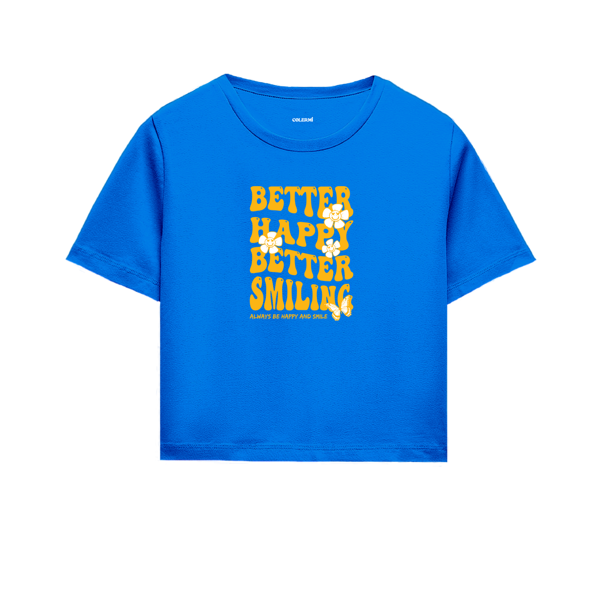 Better Happy, Better Smiling Crop Top - Golden Yellow Design
