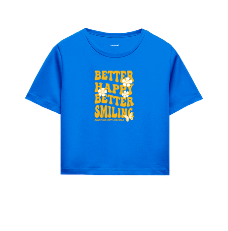Better Happy, Better Smiling Crop Top - Golden Yellow Design