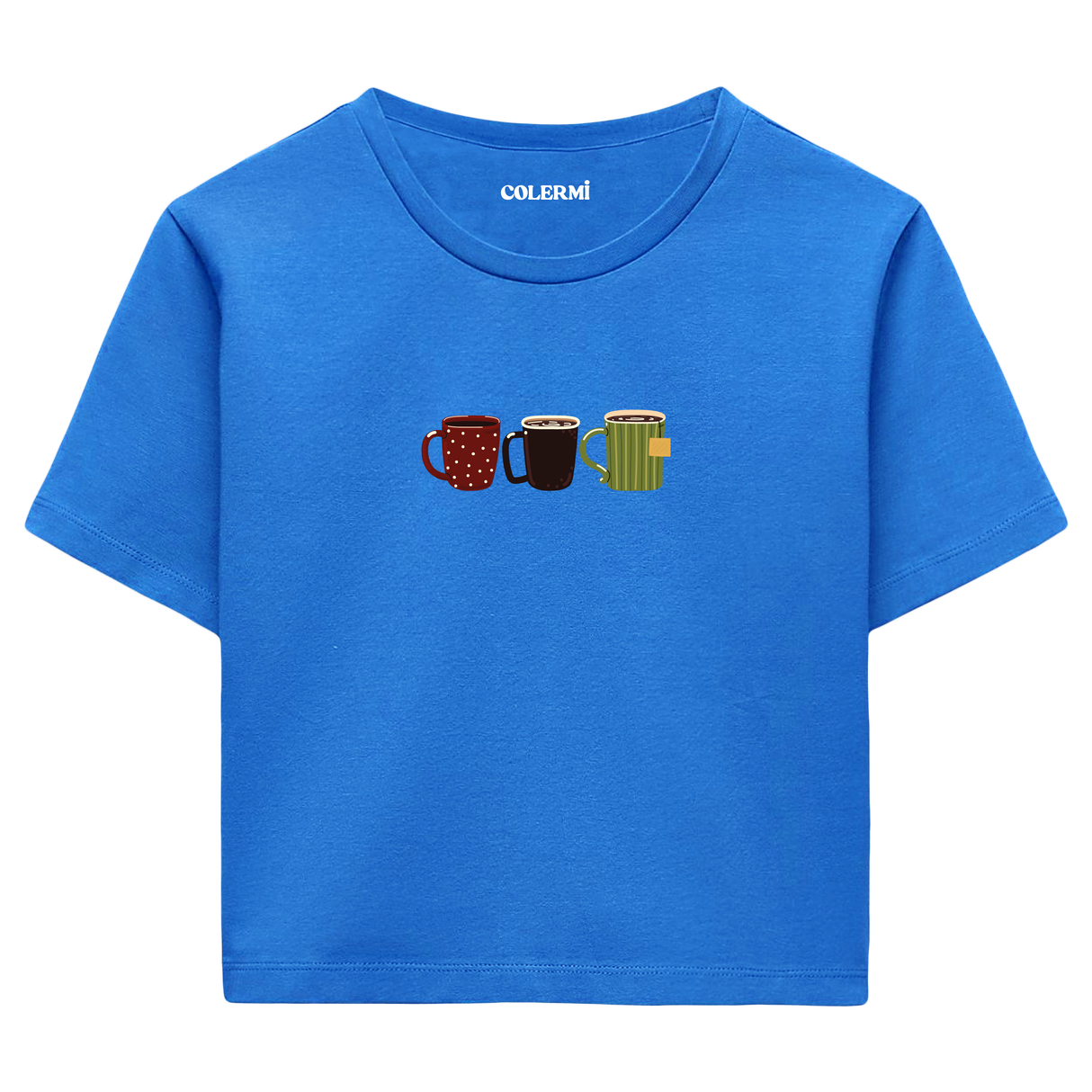 Colermi - Kahve Kupası Tasarımlı Crop T-Shirt