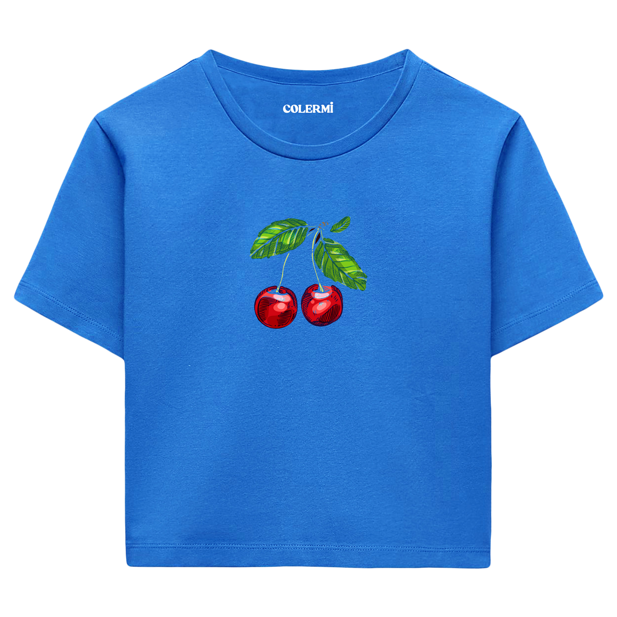 Kiraz İllüstrasyonlu Crop Top T-Shirt