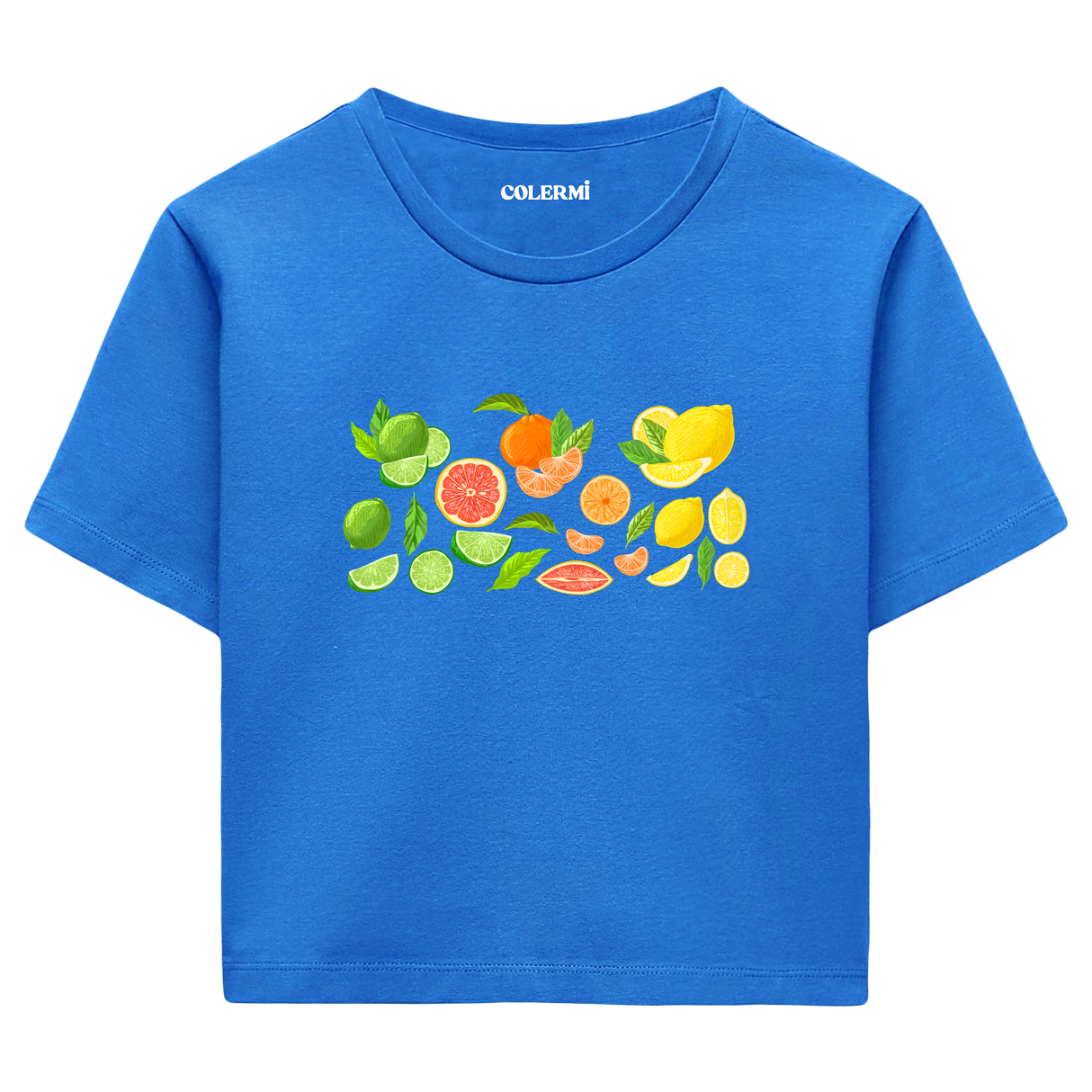 Colermi Kadın Crop Top T-Shirt - Narenciye Deseni