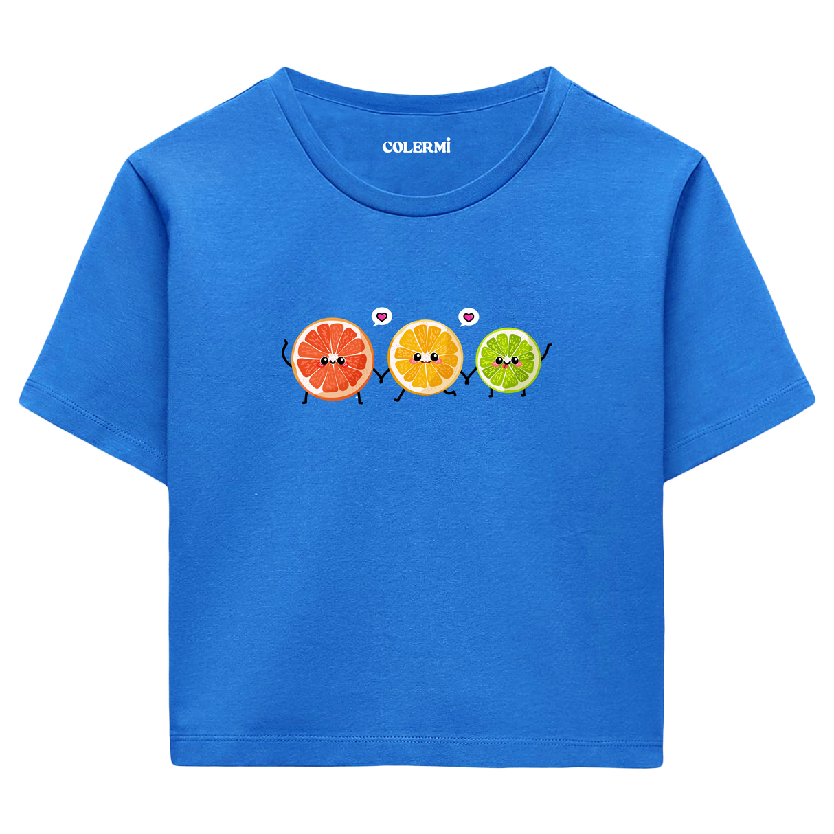 Sevimli Narenciye Karakterli Crop Top T-Shirt