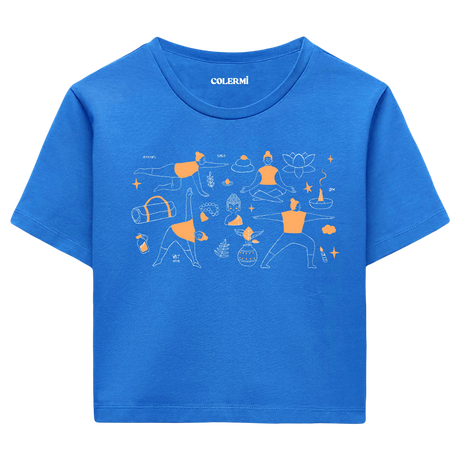 Yoga Crop T-Shirt - Yoga Hayatı İllüstrasyonlu Crop Tişört