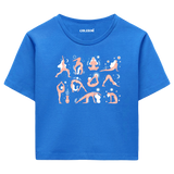 Yoga Crop T-Shirt - Yoga Pozları ve Doğa İllüstrasyonlu Crop T-Shirt