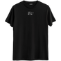 Doğaya duyulan saygıyı yansıtan minimal inek baskılı siyah Bisiklet Yaka T-Shirt.