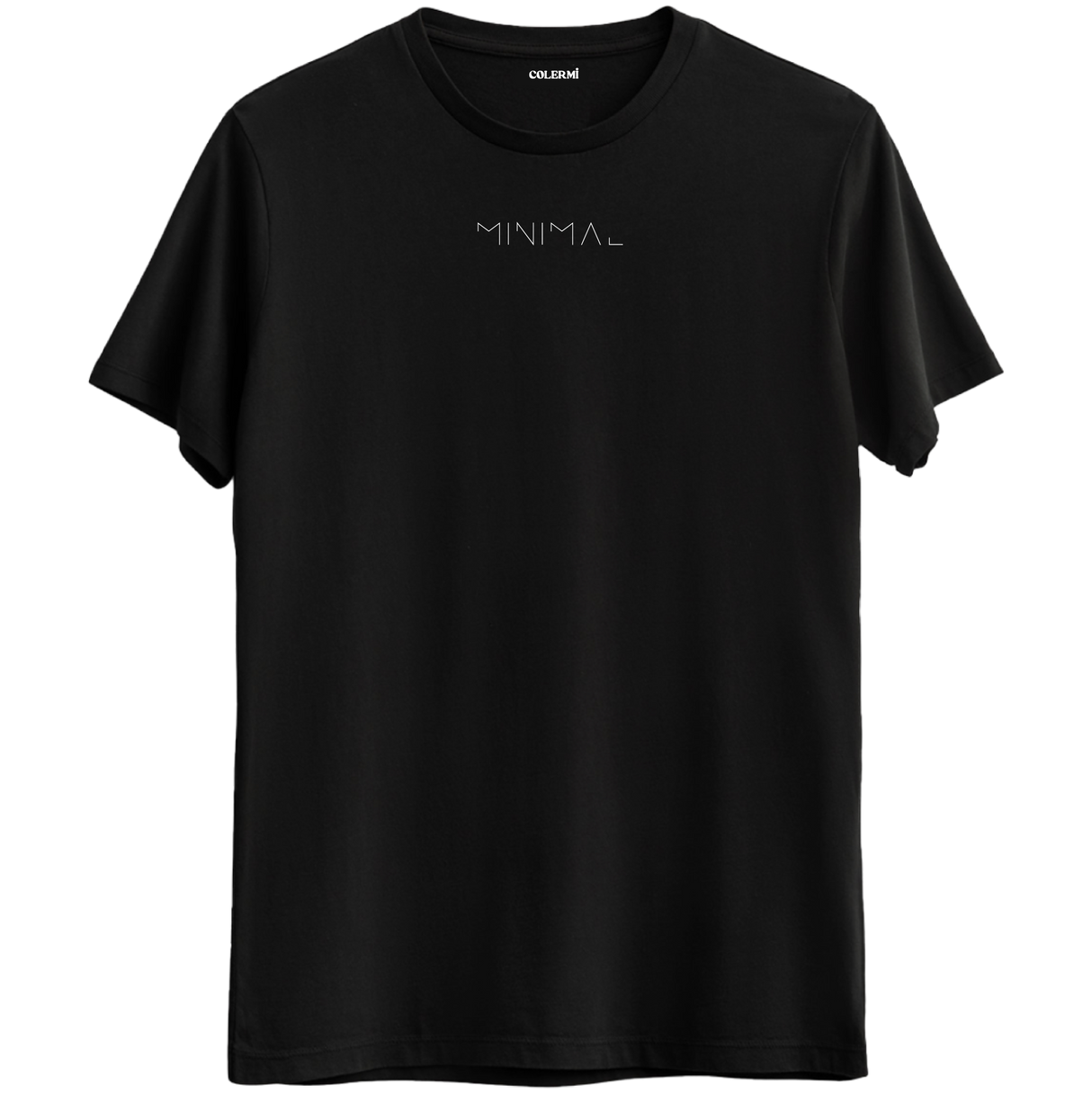 Minimalizmin ruhunu yansıtan, şık ve zamansız tasarıma sahip siyah Bisiklet Yaka T-Shirt.