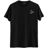 Özgürlüğün ve zarafetin simgesi olan minimal at baskılı siyah Bisiklet Yaka T-Shirt.