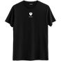 Müziğin zarafetini taşıyan minimal piyano baskılı siyah Bisiklet Yaka T-Shirt.