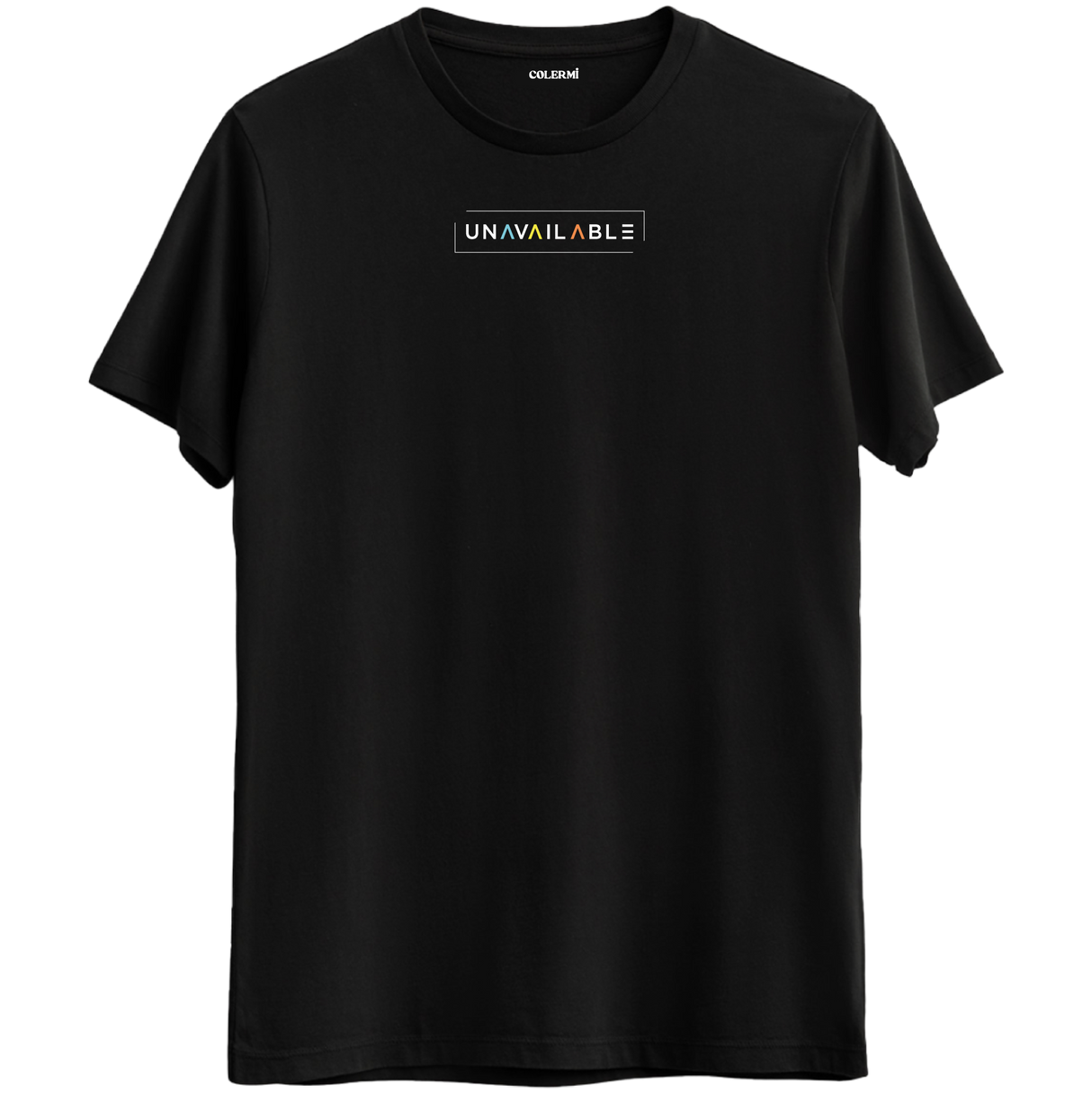 Özgün ve cool bir mesaj veren "Unavailable" baskılı siyah Bisiklet Yaka T-Shirt.