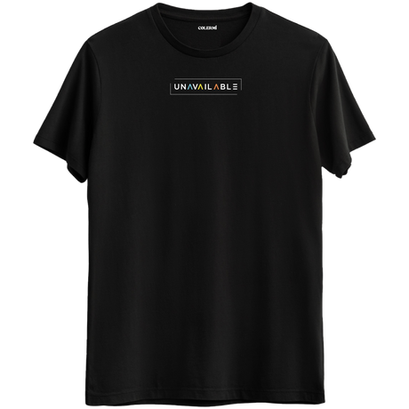 Özgün ve cool bir mesaj veren "Unavailable" baskılı siyah Bisiklet Yaka T-Shirt.