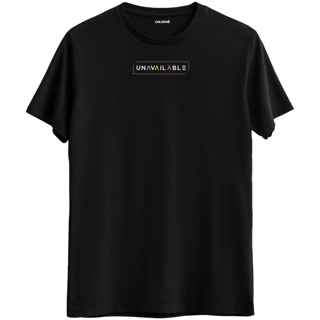 Özgün ve cool bir mesaj veren "Unavailable" baskılı siyah Bisiklet Yaka T-Shirt.