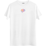 Yaratıcılığı ve düşünce akışını temsil eden minimal beyin baskılı beyaz Bisiklet Yaka T-Shirt.