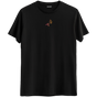 Hareketin ve özgürlüğün akışını simgeleyen minimal çizgili siyah Bisiklet Yaka T-Shirt.