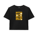 Better Happy, Better Smiling Crop Top - Golden Yellow Design