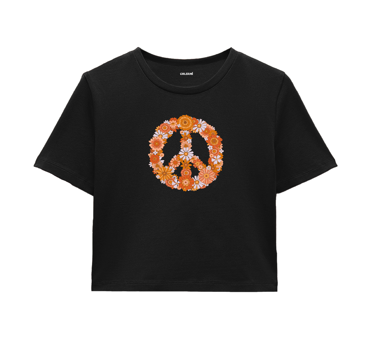 Peace Flowers Crop Top - Vibrant Design with Daisy & Sunflower Motifs