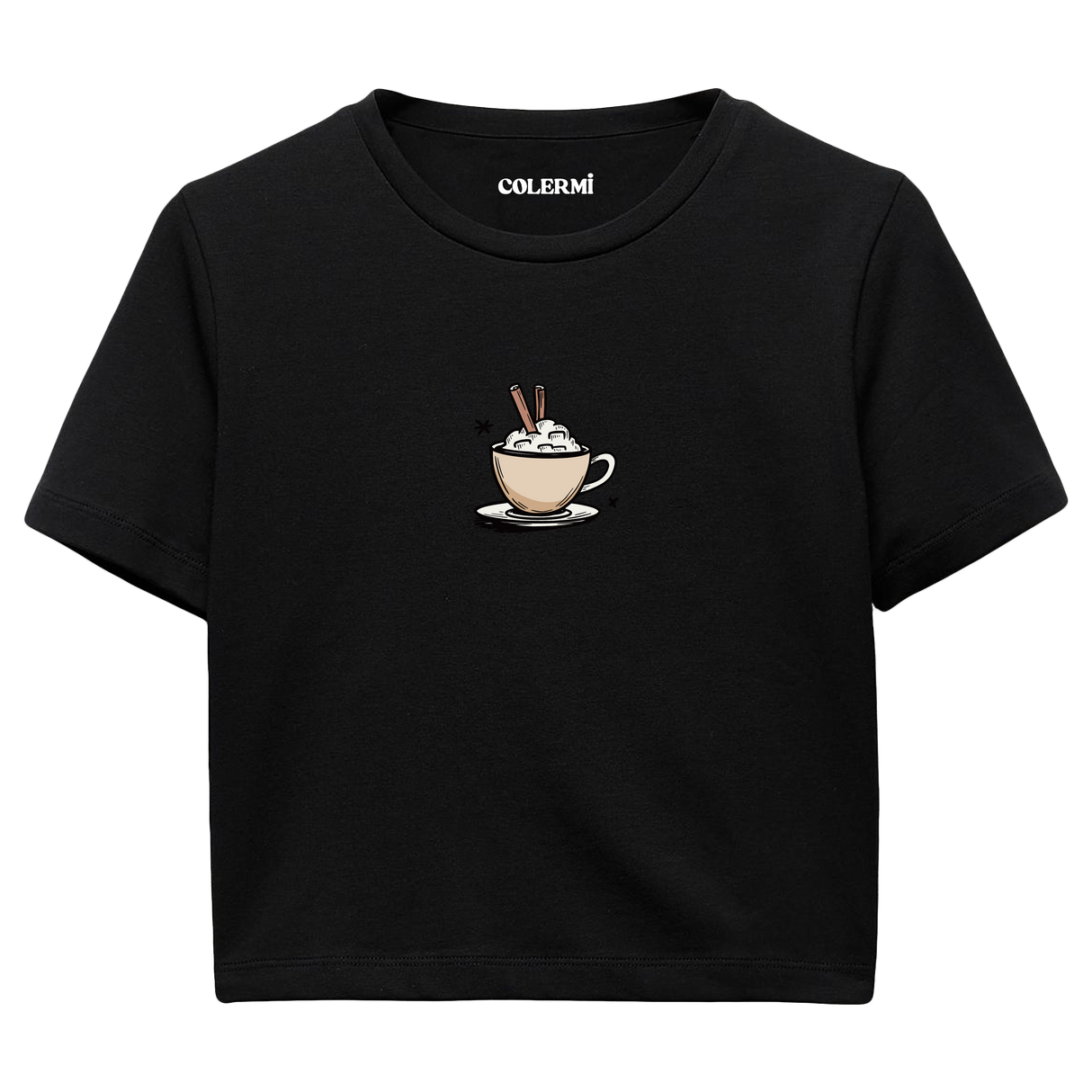 Colermi Kadın Crop Top Tişört - Kahve İllüstrasyonu