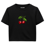 Kiraz İllüstrasyonlu Crop Top T-Shirt