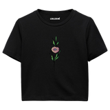 Crop T-Shirt - Minimal Çiçek İllüstrasyonu