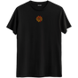 Odak ve dengeyi simgeleyen nokta dizilimiyle siyah Bisiklet Yaka T-Shirt.