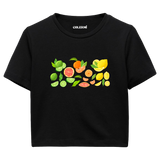 Colermi Kadın Crop Top T-Shirt - Narenciye Deseni