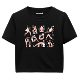 Yoga Crop T-Shirt - Yoga Pozları ve Doğa İllüstrasyonlu Crop T-Shirt