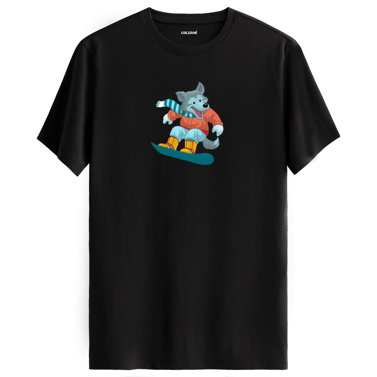 Snowboarding Wolf Crew Neck T-Shirt
