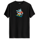 Snowboarding Wolf Crew Neck T-Shirt