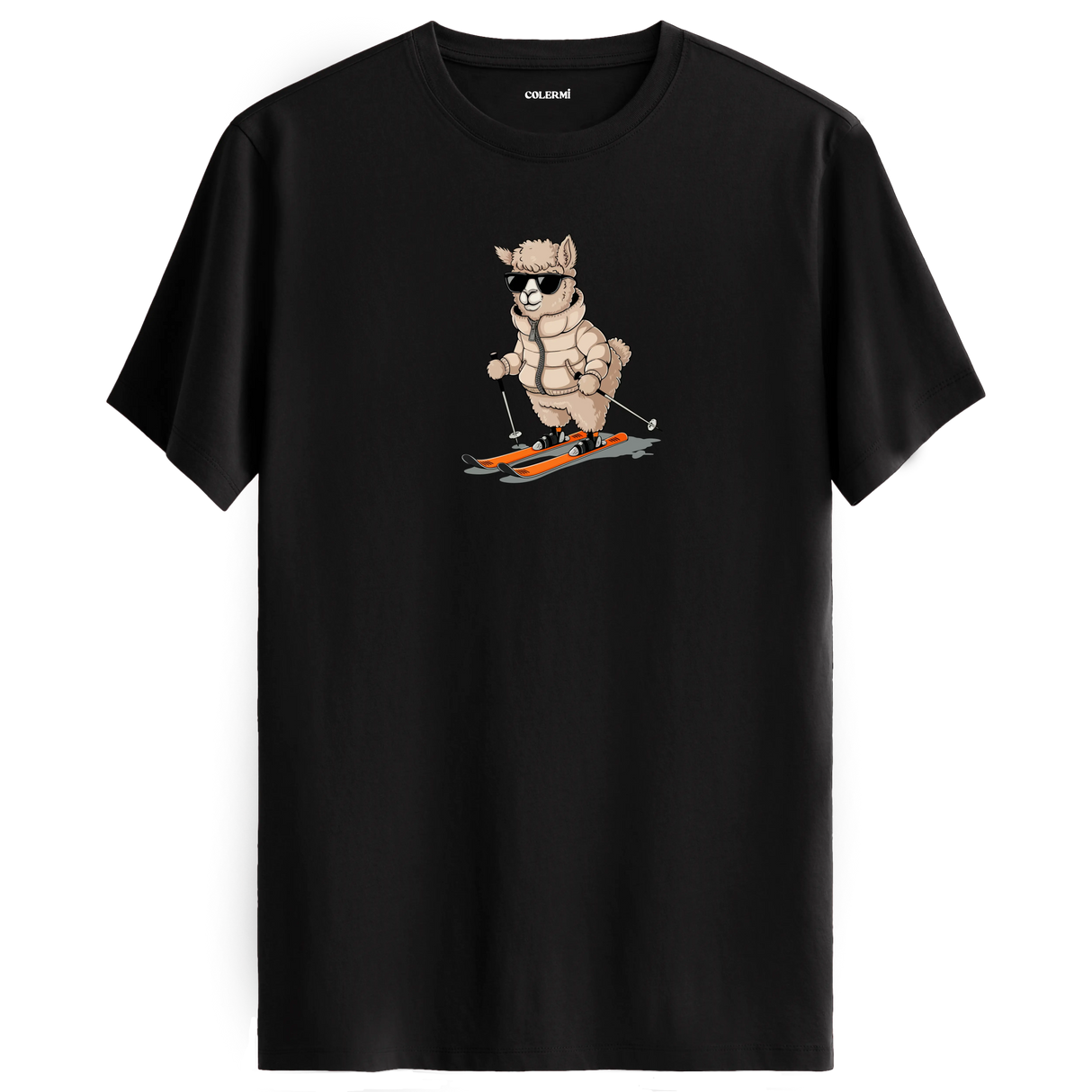 Skiing Alpaca Crew Neck T-Shirt