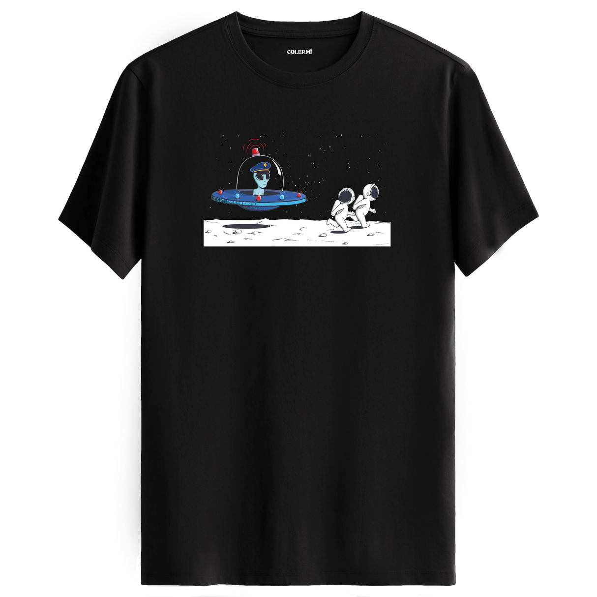 Meeting on the Moon - Space-Themed Crew Neck T-Shirt