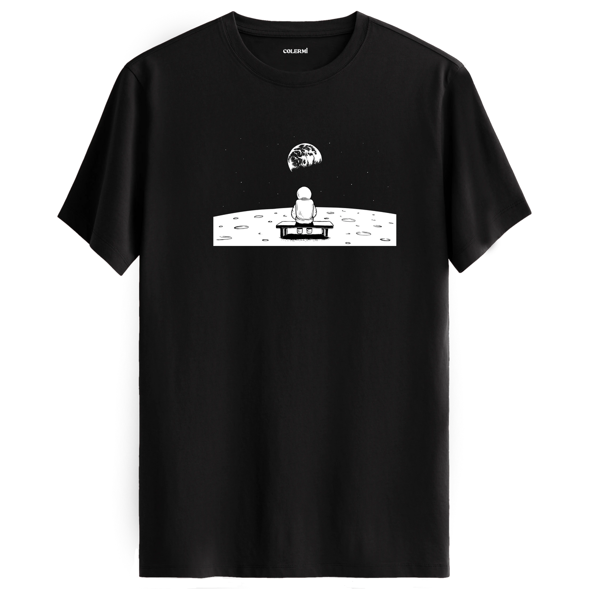 Lunar Reflection - Space-Themed Crew Neck T-Shirt