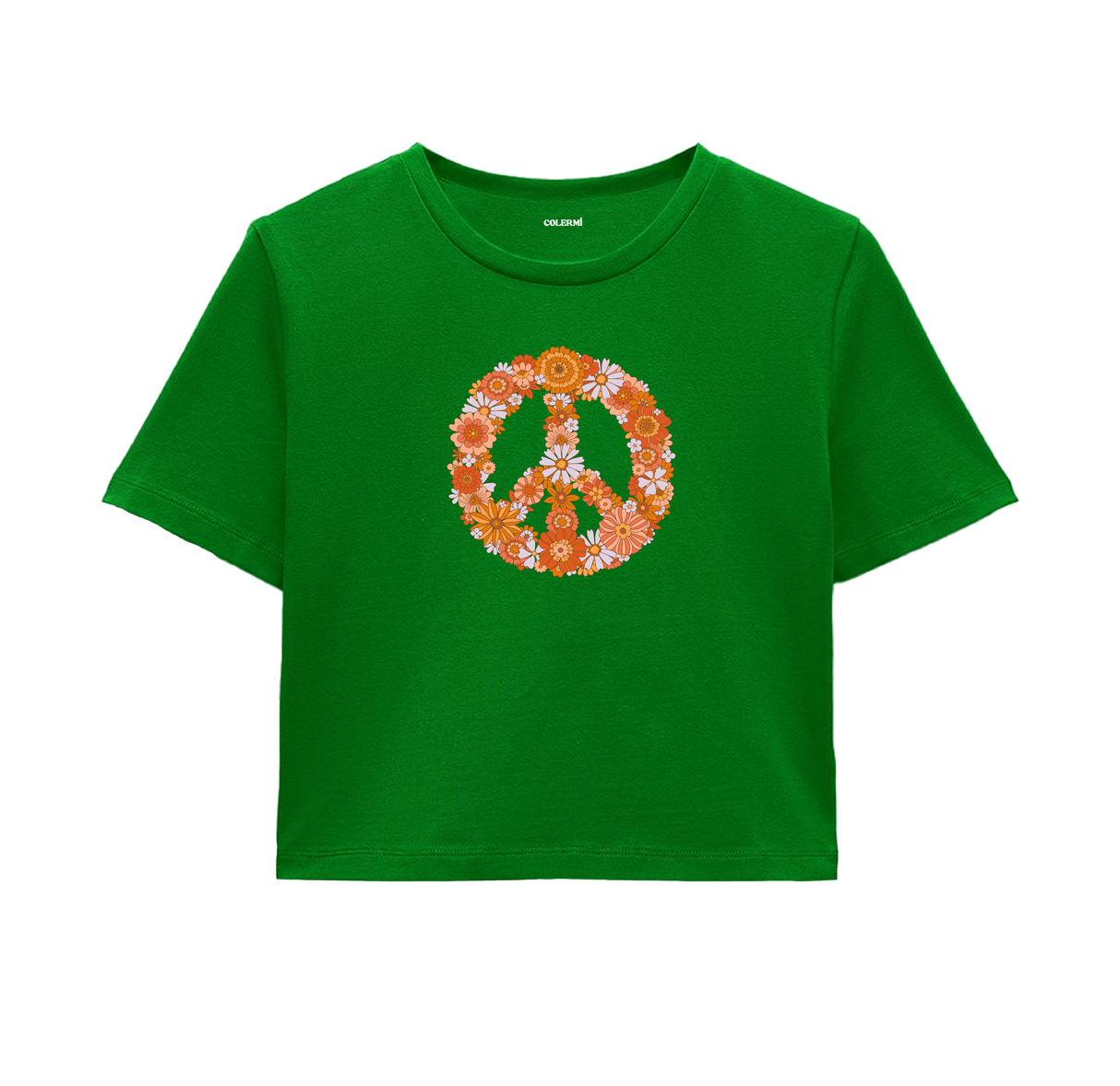 Peace Flowers Crop Top - Vibrant Design with Daisy & Sunflower Motifs
