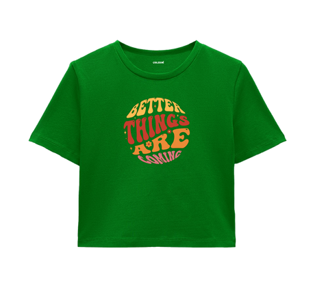 Better Things Are Coming Crop Top - Vibrant Orange & Pink Design