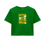 Better Happy, Better Smiling Crop Top - Golden Yellow Design