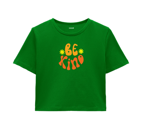 Be Kind Crop Top - Bright & Inspiring Design with Daisy Details